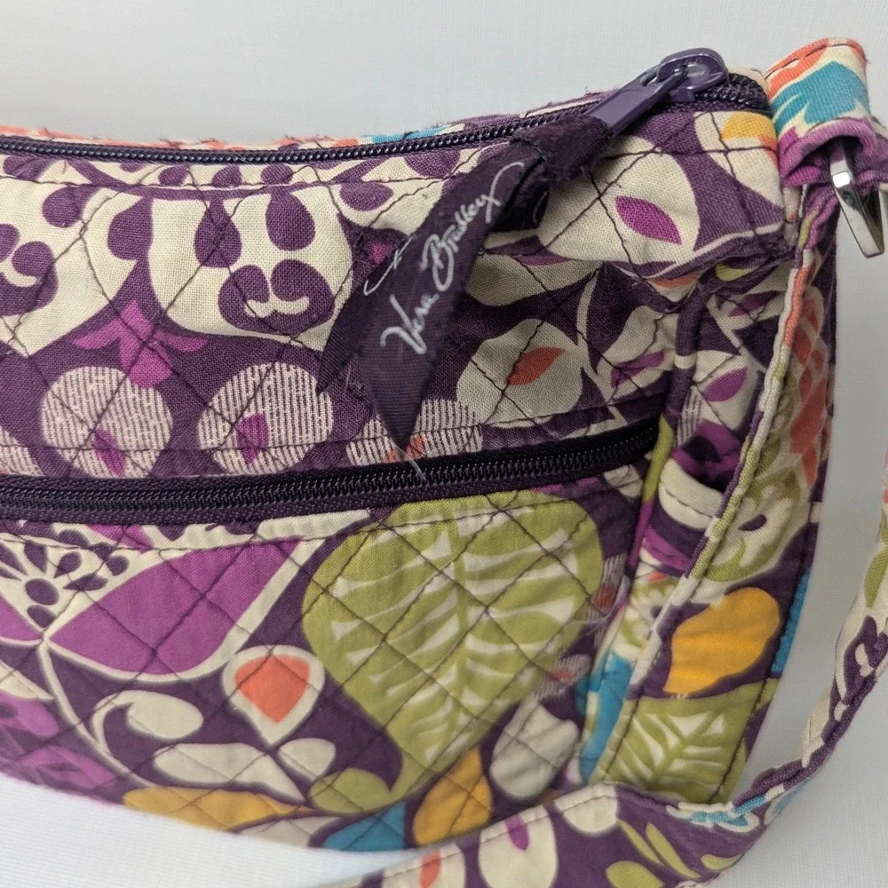 Vera Bradley Plum Crazy Quilted Cotton Crossbody Bag Purple Floral Adjustable